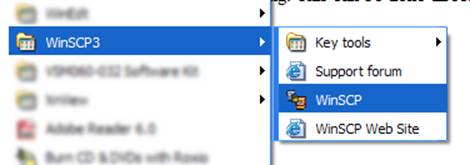 WinSCP in the start menu