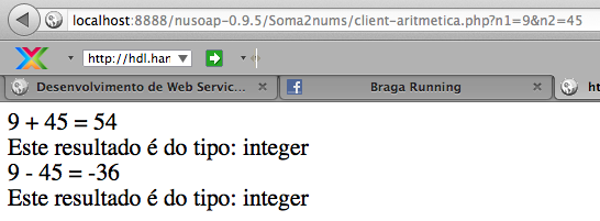 Invocação do cliente: client-aritmetica.php